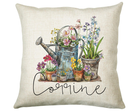 Personalised Gardening Gift Cushion Printed Name Design