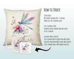 Personalised Dragonfly Gift Cushion Printed Name Design