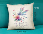 Personalised Dragonfly Gift Cushion Printed Name Design