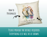 Personalised 2nd Anniversary Owls Cotton Gift Cushion Two Years Custom Design Gift Valentines Present