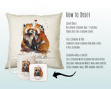 Personalised 2nd Anniversary Red Panda Cotton Gift Cushion Two Years Custom Design Gift Valentines Present