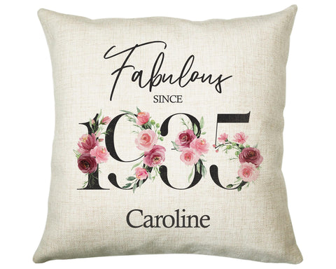 90th Birthday Gift for Women - Personalised 1935 Birthday Cushion Age 90 Gift for Her - Ladies Floral Age Design Mum Nan Gran Ninety BNC90C