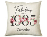 40th Birthday Gift for Women - Personalised 1985 Birthday Cushion Age 40 Gift for Her Ladies Floral Design Mum Daughter Sister Forty BNC40C