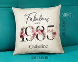 40th Birthday Gift for Women - Personalised 1985 Birthday Cushion Age 40 Gift for Her Ladies Floral Design Mum Daughter Sister Forty BNC40C