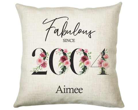 21st Birthday Gift for Women - Personalised 2004 Birthday Cushion Age 21 Gift for Her Lady Floral Design Daughter Sister Twenty One BNC21C