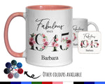 80th Birthday Gift for Women - Fabulous Since 1945 Personalised Coffee Mug Coaster 80 Gift for Her - Ladies Floral Design Nan Gran BNC80M