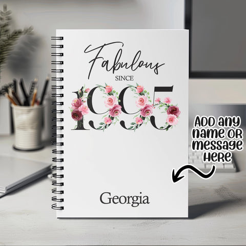 30th Birthday Gift for Women - Personalised Birthday Notebook 1995 Gift for Her - Ladies Floral Design Mum Daughter Sister Thirty BNC30NB