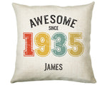 90th Birthday Gift for Men - Personalised Birthday Cushion Age 90 Gift for Him Custom Retro Vintage Number Design Dad Grandad Ninety BNG90C