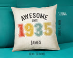 90th Birthday Gift for Men - Personalised Birthday Cushion Age 90 Gift for Him Custom Retro Vintage Number Design Dad Grandad Ninety BNG90C