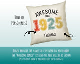 100th Birthday Gift for Men - Personalised Birthday Cushion Age 100 Gift for Him Custom Retro Number Design Dad Grandad Ninety BNG100C