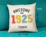 100th Birthday Gift for Men - Personalised Birthday Cushion Age 100 Gift for Him Custom Retro Number Design Dad Grandad Ninety BNG100C