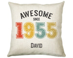 70th Birthday Gift for Men - Personalised Birthday Cushion Age 70 Gift for Him Custom Retro Vintage Number Design Dad Grandad Seventy BNG90C