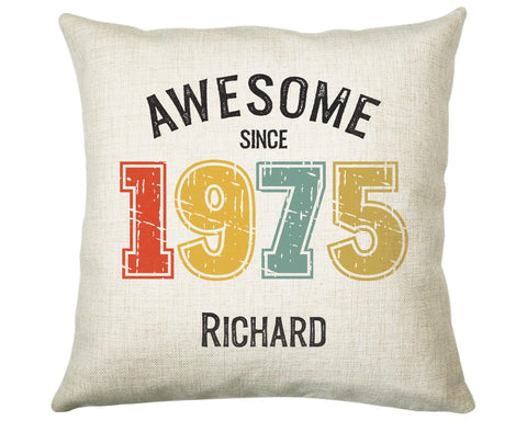 50th Birthday Gift for Men - Personalised Birthday Cushion Age 50 Gift for Him Custom Retro Vintage Number Design Dad Grandad Fifty BNG50C