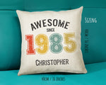 40th Birthday Gift for Men - Personalised Birthday Cushion Age 40 Gift for Him Custom Retro Vintage Number Design Dad Grandad Forty BNG40C