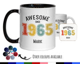 60th Birthday Gift for Men - Awesome Since 1965 Personalised Coffee Mug Coaster Age 60 Gift for Him - Retro Number Design Dad Grandad BNG60M