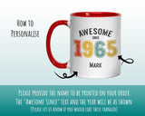 60th Birthday Gift for Men - Awesome Since 1965 Personalised Coffee Mug Coaster Age 60 Gift for Him - Retro Number Design Dad Grandad BNG60M