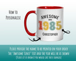 40th Birthday Gift for Men - Awesome Since 1985 Personalised Coffee Mug Coaster Age 40 Gift for Him - Retro Number Design Dad Son BNG40M