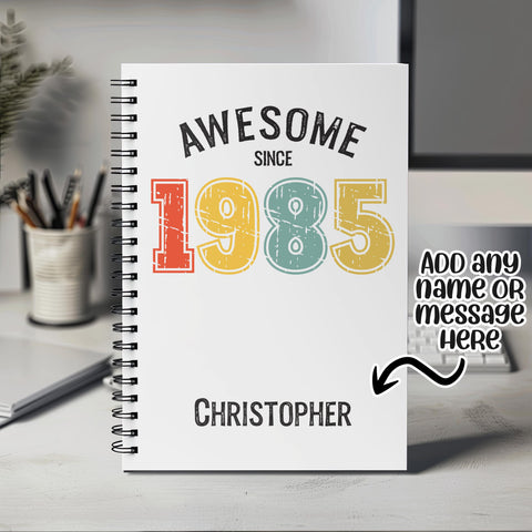 40th Birthday Gift for Men - Personalised Birthday Notebook 1985 Gift for Him - Retro Year Design Notepad Dad Brother Forty Gift Pad BNG40NB