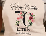 70th Birthday Gift for Women - Personalised Apron Happy Birthday Age 70 Gift for Her - Ladies Floral Design Mum Nan Gran Seventy BNA70AP