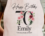 70th Birthday Gift for Women - Personalised Apron Happy Birthday Age 70 Gift for Her - Ladies Floral Design Mum Nan Gran Seventy BNA70AP