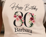 80th Birthday Gift for Women - Personalised Apron Happy Birthday Age 80 Gift for Her - Ladies Floral Design Mum Nan Gran Eighty BNA80AP