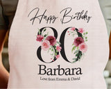 80th Birthday Gift for Women - Personalised Apron Happy Birthday Age 80 Gift for Her - Ladies Floral Design Mum Nan Gran Eighty BNA80AP