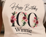 100th Birthday Gift for Women - Personalised Apron Happy Birthday Age 100 Gift for Her - Ladies Floral Design Mum Nan Gran Hundred BNA100AP