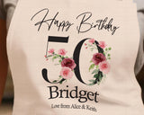 50th Birthday Gift for Women - Personalised Apron Happy Birthday Age 50 Gift for Her - Ladies Floral Design Mum Nan Gran Fifty BNA50AP