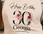 30th Birthday Gift for Women - Personalised Apron Happy Birthday Age 30 Gift for Her - Ladies Floral Design Mum Nan Gran Thirty BNA30AP