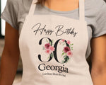 30th Birthday Gift for Women - Personalised Apron Happy Birthday Age 30 Gift for Her - Ladies Floral Design Mum Nan Gran Thirty BNA30AP