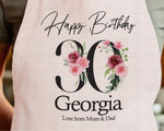 30th Birthday Gift for Women - Personalised Apron Happy Birthday Age 30 Gift for Her - Ladies Floral Design Mum Nan Gran Thirty BNA30AP