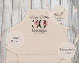 30th Birthday Gift for Women - Personalised Apron Happy Birthday Age 30 Gift for Her - Ladies Floral Design Mum Nan Gran Thirty BNA30AP