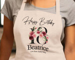 18th Birthday Gift for Women - Personalised Apron Happy Birthday Age 18 Gift for Her - Ladies Floral Design Granddaughter Eighteen BNA18AP