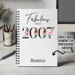 18th Birthday Gift for Her - Personalised Birthday Notebook 2007 Gift for Women - Ladies Floral Design Daughter Sister Eighteen BNC18NB