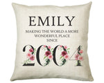 21st Birthday Gift for Women - Personalised 2004 Birthday Cushion Age 21 Gift for Her Lady Floral Design Daughter Sister Twenty One BND21C