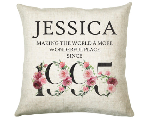 30th Birthday Gift for Women Personalised 1995 Birthday Cushion Age 30 Gift for Her - Ladies Floral Design Mum Daughter Sister Thirty BND30C