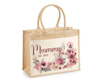 Mummy Gift Personalised Jute Bag - Mothers Day Gift Floral Tote Bag Gift for Mum Mama - Custom Shopping Market Bag - Mummy Bag BT005