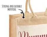 Mummy Gift Personalised Jute Bag - Mothers Day Gift Floral Tote Bag Gift for Mum Mama - Custom Shopping Market Bag - Mummy Bag BT005