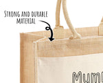 Mummy Gift Personalised Jute Bag - Mothers Day Gift Floral Tote Bag Gift for Mum Mama - Custom Shopping Market Bag - Mummy Bag BT008