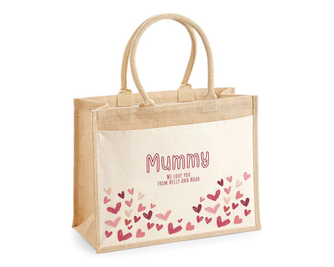 Mummy Gift Personalised Jute Bag - Mothers Day Gift Floral Tote Bag Gift for Mum Mama - Custom Shopping Market Bag - Mummy Bag BT009