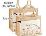 Aunty Gift Personalised Jute Bag - Auntie Birthday Gift Floral Tote Bag Gift for Her Family Friend - Custom Shopping Market Tote Bag BT001