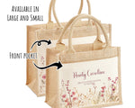 Aunty Gift Personalised Jute Bag - Auntie Birthday Gift Floral Tote Bag Gift for Her Family Friend - Custom Shopping Market Tote Bag BT003