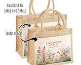 Aunty Gift Personalised Jute Bag - Auntie Birthday Gift Floral Tote Bag Gift for Her Family Friend - Custom Shopping Market Tote Bag BT004