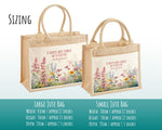 Aunty Gift Personalised Jute Bag - Auntie Birthday Gift Floral Tote Bag Gift for Her Family Friend - Custom Shopping Market Tote Bag BT004