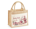 Aunty Gift Personalised Jute Bag - Auntie Birthday Gift Floral Tote Bag Gift for Her Family Friend - Custom Shopping Market Tote Bag BT005