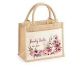 Aunty Gift Personalised Jute Bag - Auntie Birthday Gift Floral Tote Bag Gift for Her Family Friend - Custom Shopping Market Tote Bag BT005