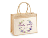 Aunty Gift Personalised Jute Bag - Auntie Birthday Gift Floral Tote Bag Gift for Her Family Friend - Custom Shopping Market Tote Bag BT006