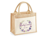 Aunty Gift Personalised Jute Bag - Auntie Birthday Gift Floral Tote Bag Gift for Her Family Friend - Custom Shopping Market Tote Bag BT006