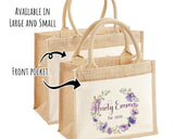 Aunty Gift Personalised Jute Bag - Auntie Birthday Gift Floral Tote Bag Gift for Her Family Friend - Custom Shopping Market Tote Bag BT006