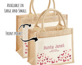 Aunty Gift Personalised Jute Bag - Auntie Birthday Gift Floral Tote Bag Gift for Her Family Friend - Custom Shopping Market Tote Bag BT009